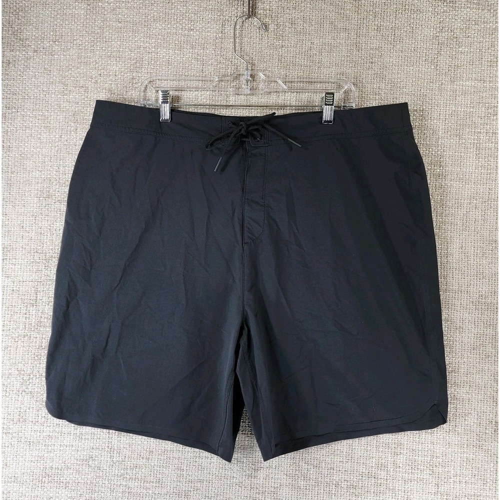 Hill City 7.5" Swim Trunks Board Shorts Unlined Mens 40 Black Lightweight